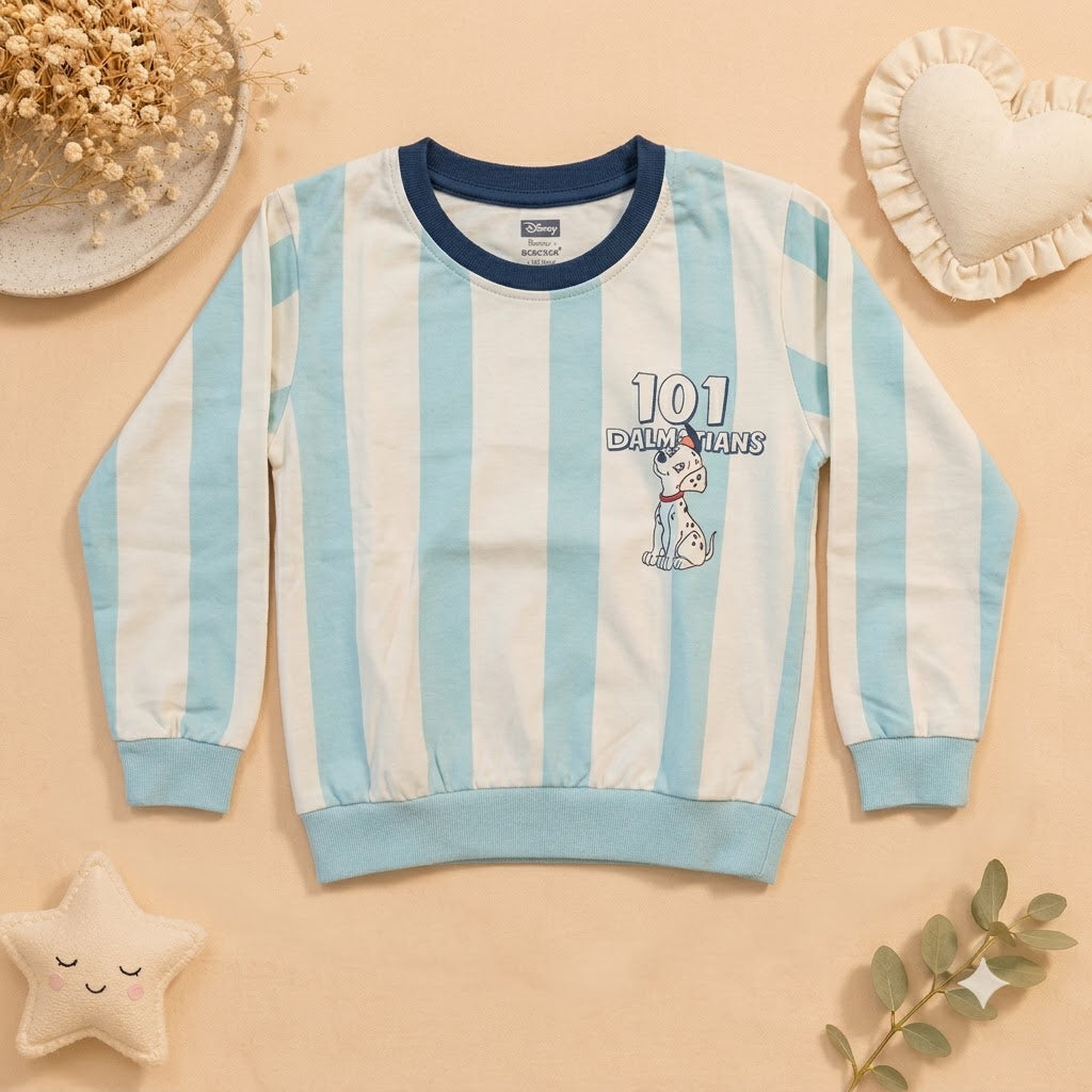 Boys Sky Blue Striped Disney 101 Dalmatians Sweatshirt & Jogger Set