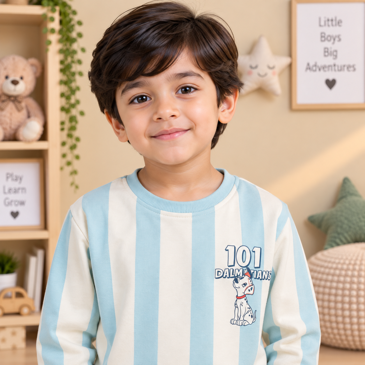 Boys Sky Blue Striped Disney 101 Dalmatians Sweatshirt & Jogger Set