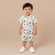 Boys Funday Printed Short Sleeve Shirt and Shorts Set
