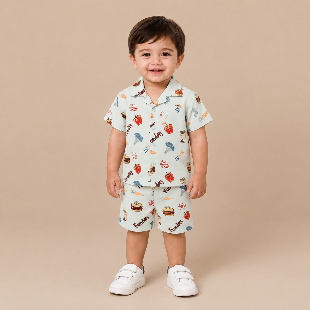 Boys Funday Printed Short Sleeve Shirt and Shorts Set
