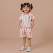 Kids Blue Abstract Brushstroke Tee and Shorts Co-ord Set
