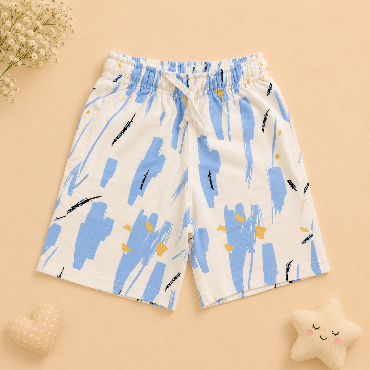 Kids Blue Abstract Brushstroke Tee and Shorts Co-ord Set