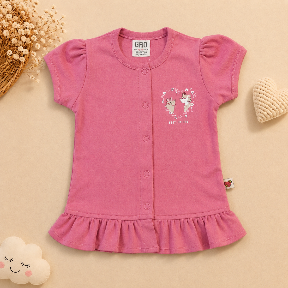 Baby Girls Best Friend Polka Dot Ruffle Top and Shorts Set