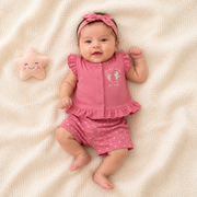 Baby Girls Best Friend Polka Dot Ruffle Top and Shorts Set