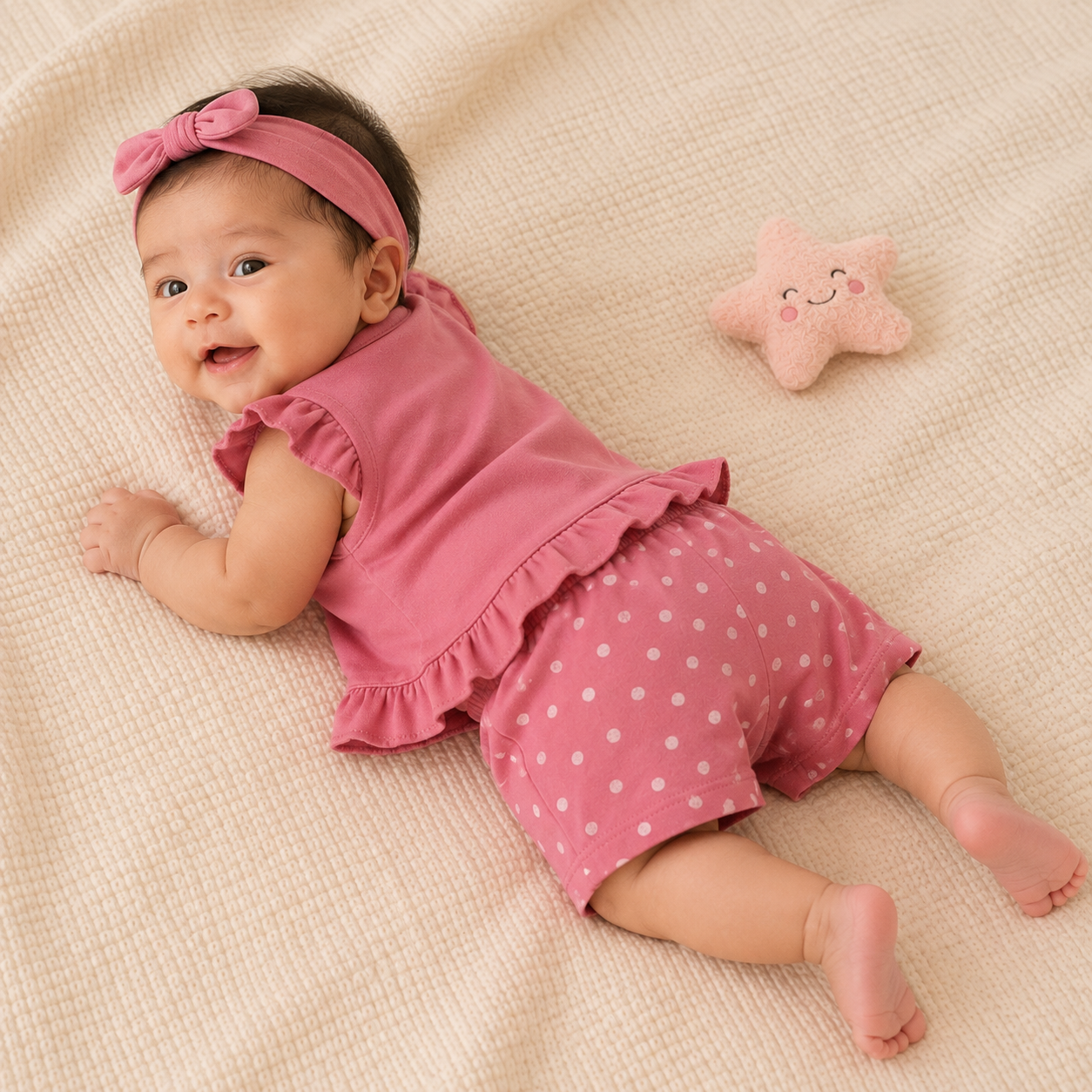 Baby Girls Best Friend Polka Dot Ruffle Top and Shorts Set