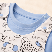 Animal Print Dungaree Romper with Inner Tee for Babies
