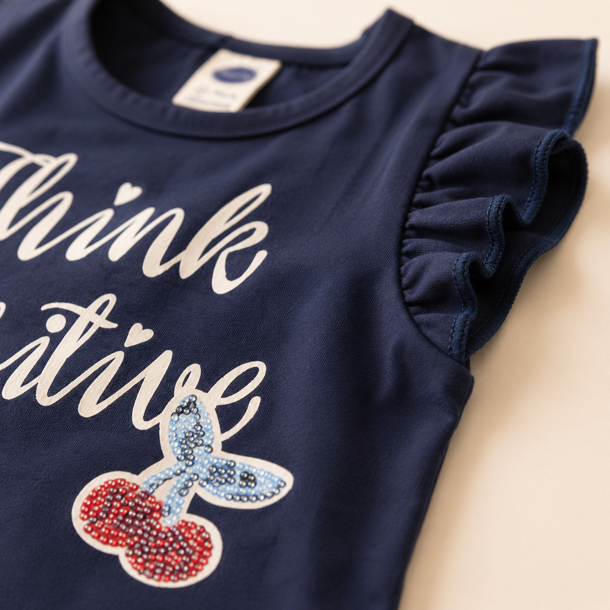 Think Positive Cotton Top & Floral Shorts Co-ord Set for Girls
