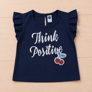 Think Positive Cotton Top & Floral Shorts Co-ord Set for Girls