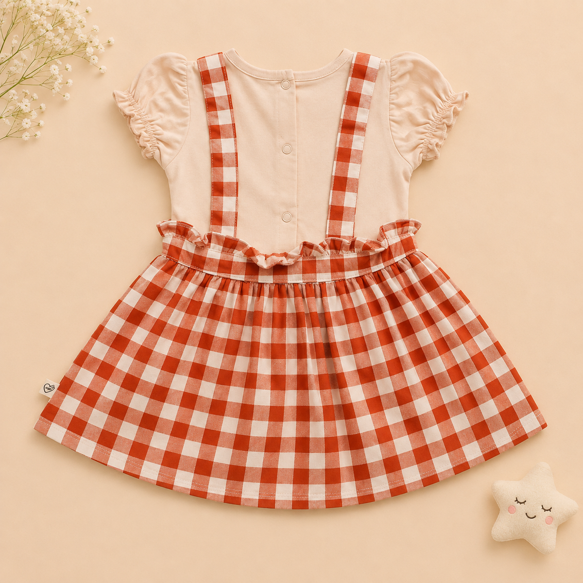 Baby Girls Sky Blue Winnie the Pooh Gingham Pinafore Dress