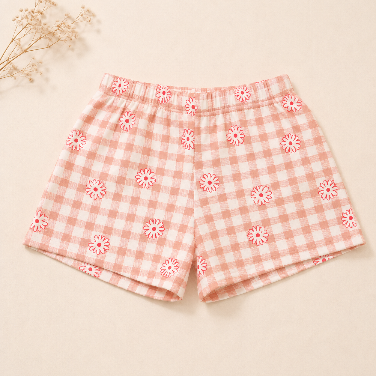 Baby Girls Lovely Little Thing Ruffle Top and Floral Gingham Shorts Set