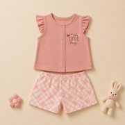 Baby Girls Lovely Little Thing Ruffle Top and Floral Gingham Shorts Set