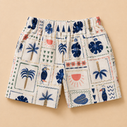 Boys Tropical Stamp Print Sleeveless Shirt and Shorts Co-ord Set