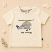 Baby Boys Little Copter Shoulder Button Tee and Charcoal Shorts Set