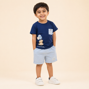 Bear Print Cotton T-Shirt & Shorts Co-ord Set for Boys
