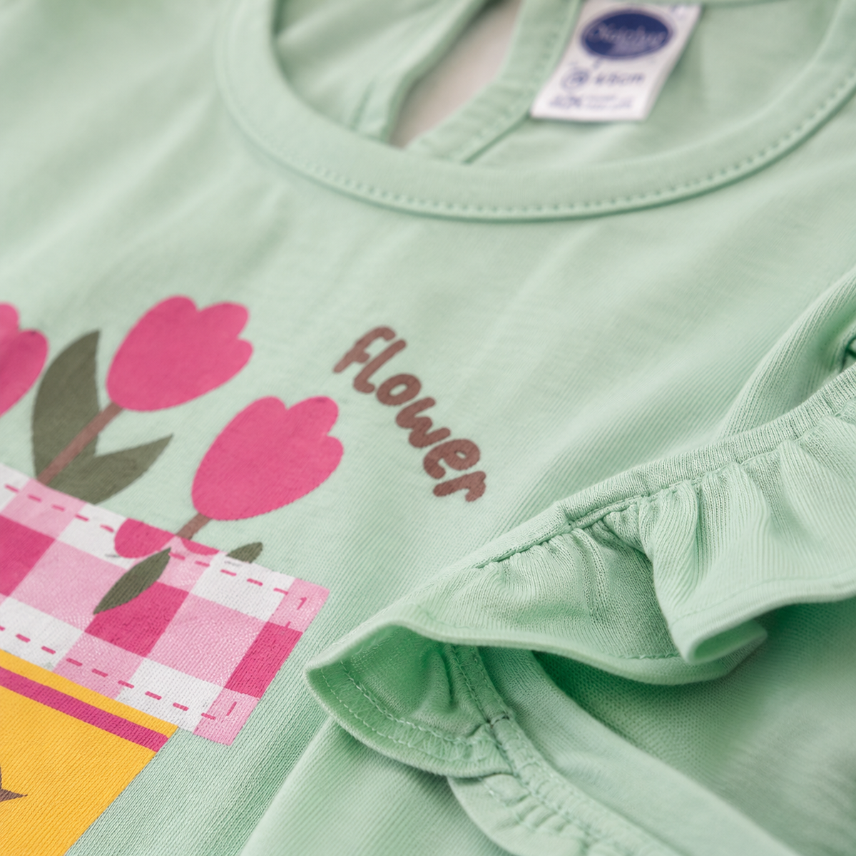 Flower Print Cotton Top & Checked Shorts Co-ord Set for Girls