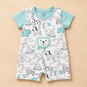 Animal Print Dungaree Romper with Inner Tee for Babies