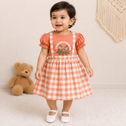 Baby Girls Orange Gingham Minnie Mouse Pinafore Dress