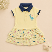 Baby Girls Dusty Pink Little Girl Graphic Tiered Polo Dress