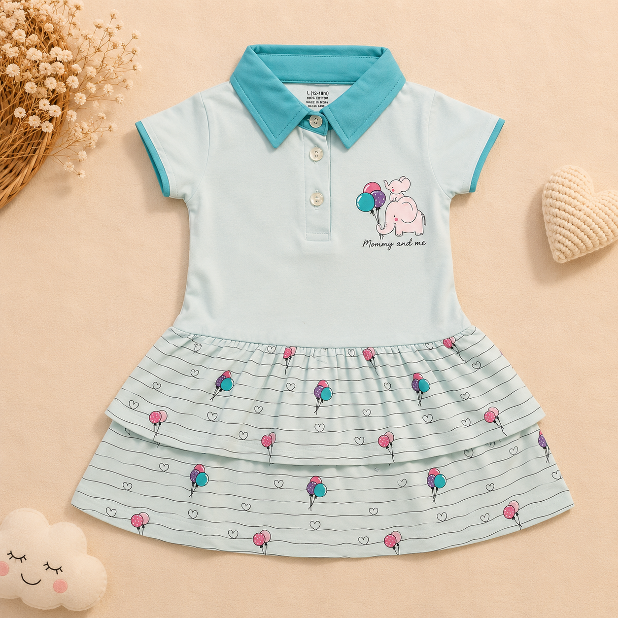Baby Girls Dusty Pink Little Girl Graphic Tiered Polo Dress