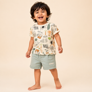 Safari Animal Print Cotton T-Shirt & Shorts Co-ord Set for Boys – Dusty Brown
