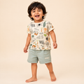 Safari Animal Print Cotton T-Shirt & Shorts Co-ord Set for Boys