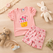 Girls Floral Print Cotton Half Sleeve Top & shorts