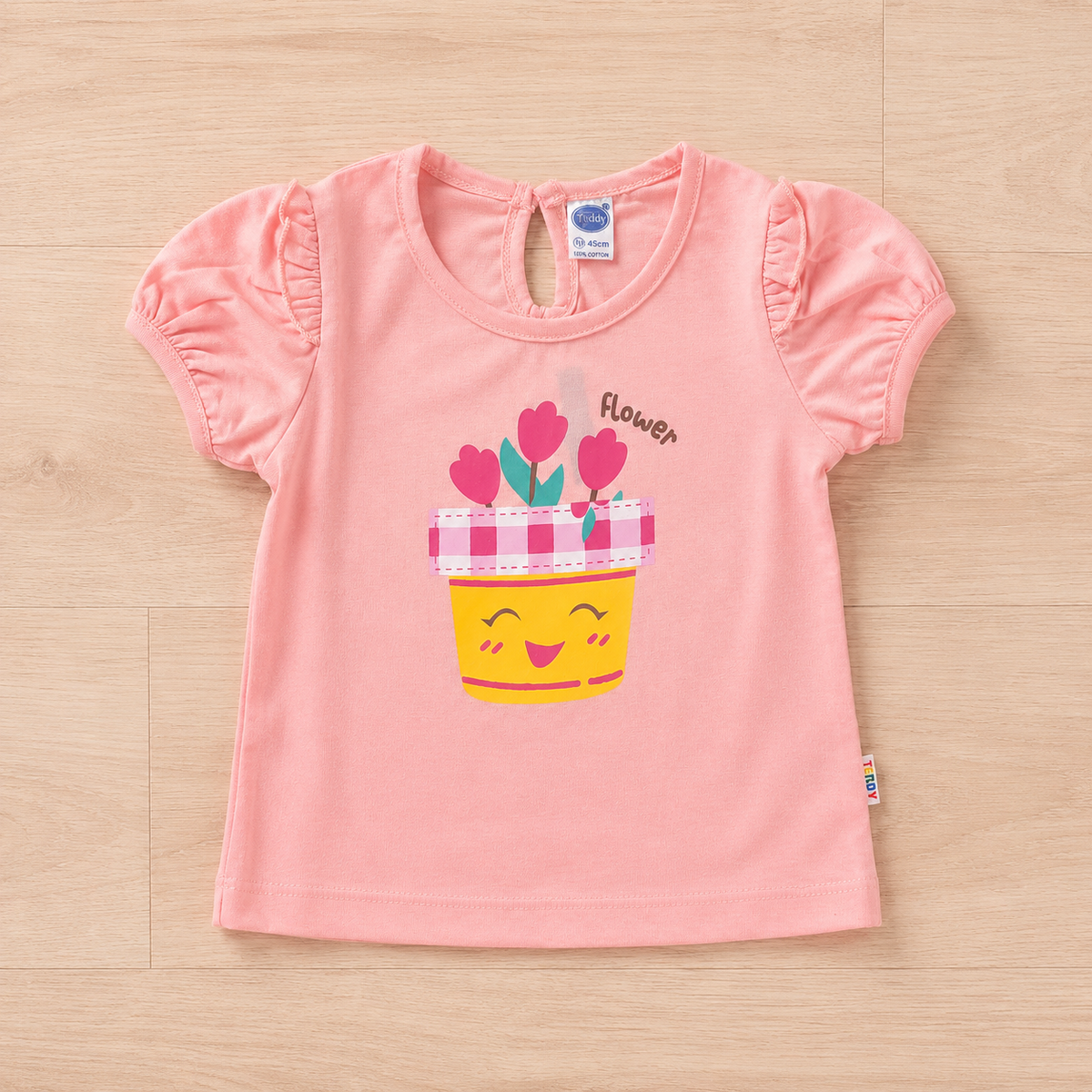 Flower Print Cotton Top & Checked Shorts Co-ord Set for Girls