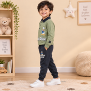 Boys Sage Green Donald Duck Polo Sweatshirt & Jogger Set