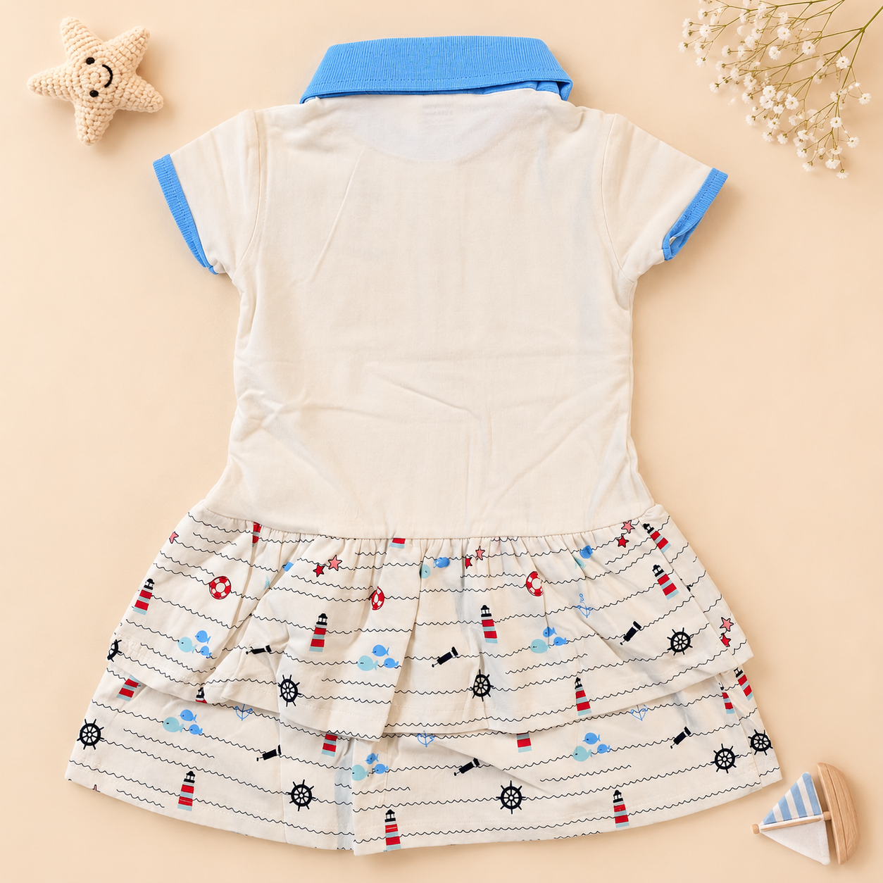 Baby Girls Dusty Pink Little Girl Graphic Tiered Polo Dress