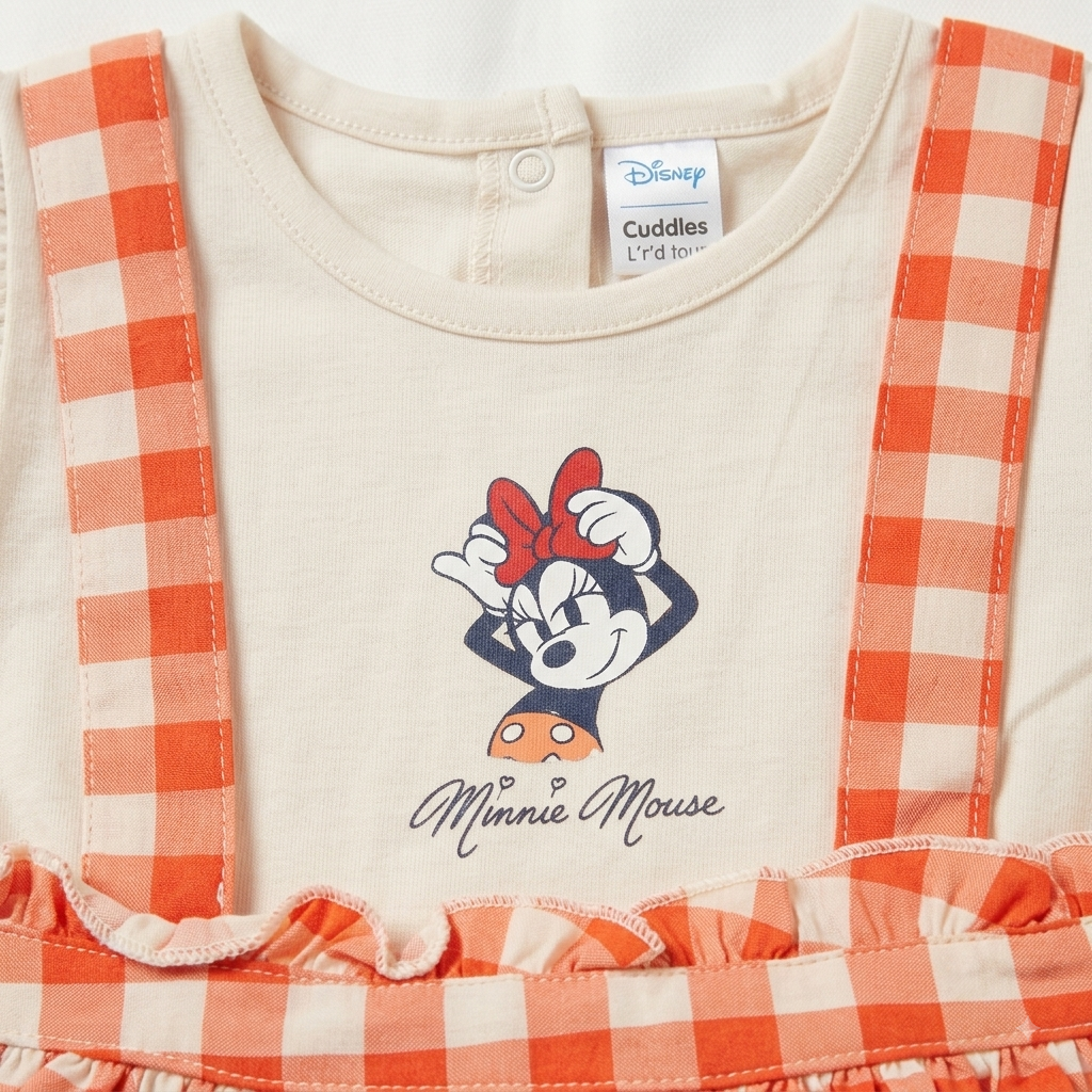 Baby Girls Sky Blue Donald Duck Gingham Pinafore Dress