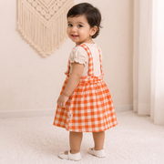Baby Girls Sky Blue Donald Duck Gingham Pinafore Dress
