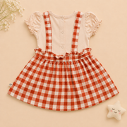 Baby Girls Sky Blue Donald Duck Gingham Pinafore Dress