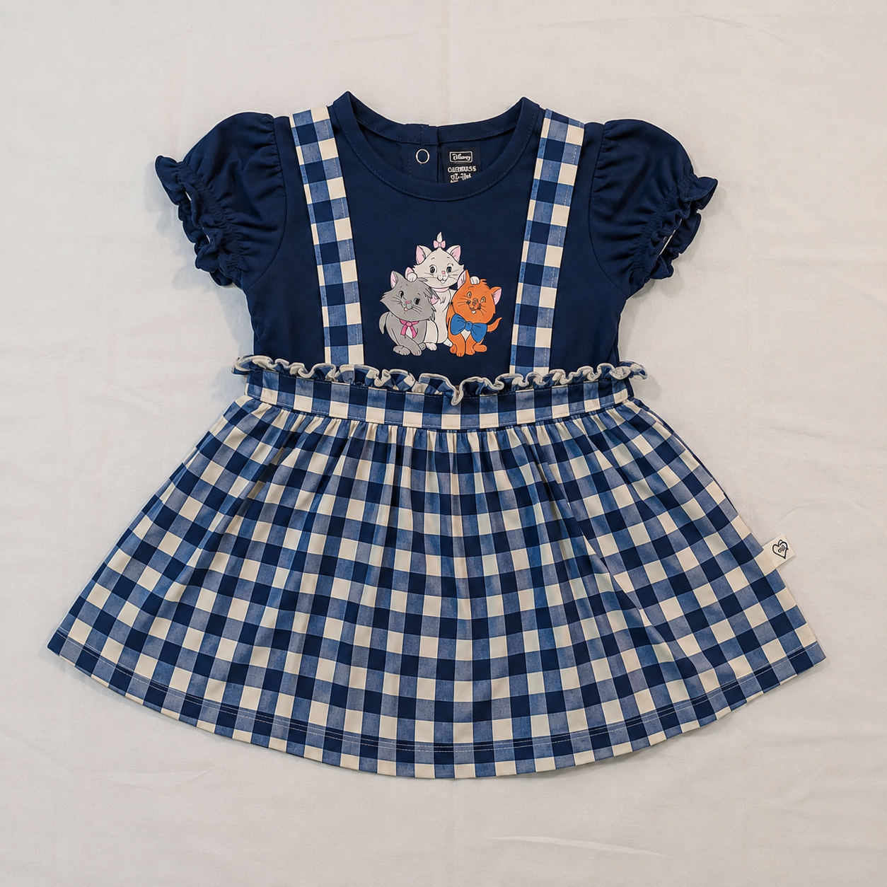 Baby Girls Sky Blue Donald Duck Gingham Pinafore Dress