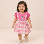 Baby Girls Sky Blue Donald Duck Gingham Pinafore Dress