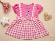 Baby Girls Sky Blue Donald Duck Gingham Pinafore Dress