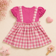Baby Girls Sky Blue Donald Duck Gingham Pinafore Dress