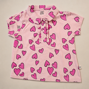 Baby Girls Light Pink Heart Print Ruffle Sleeve Top and Shorts Set