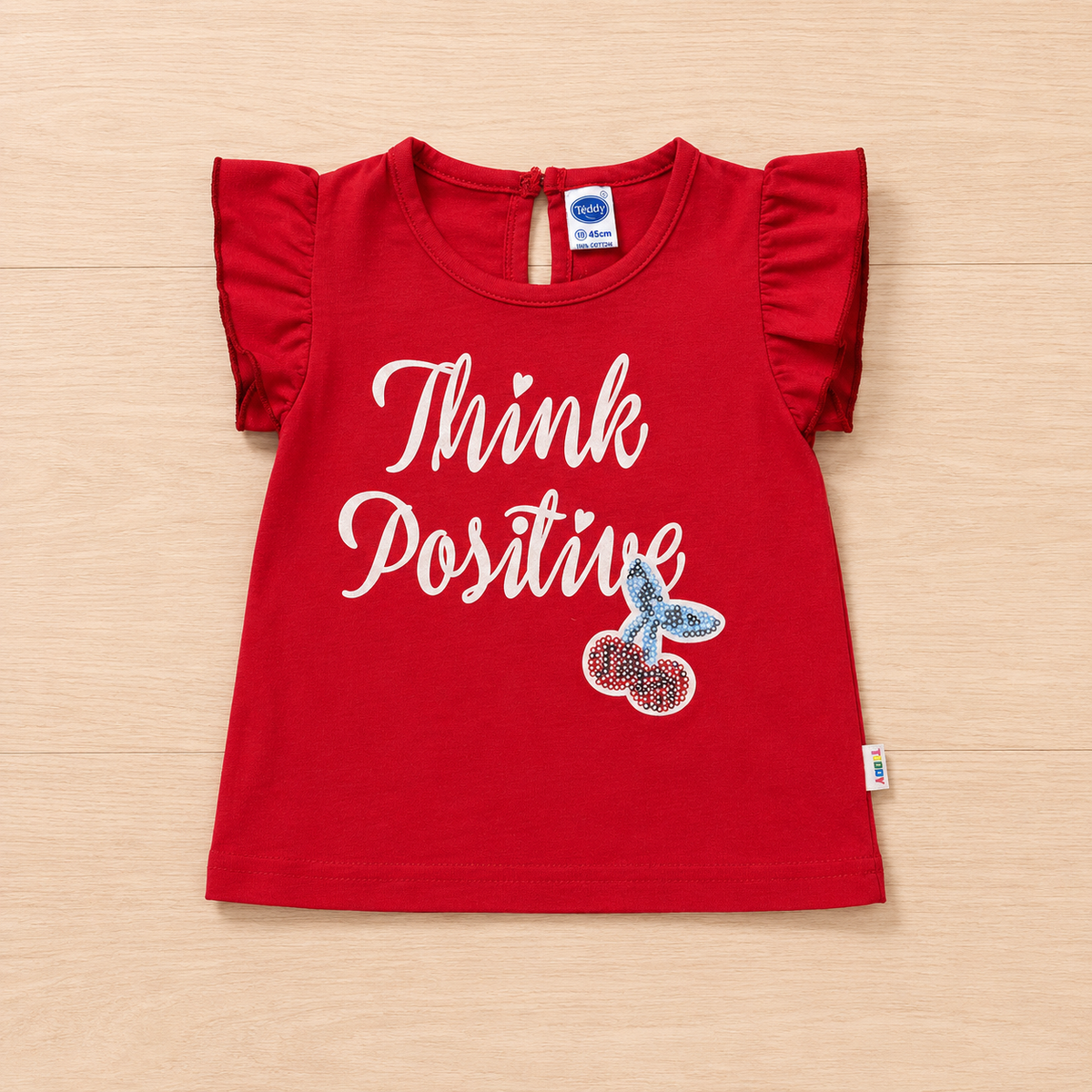 Think Positive Cotton Top & Floral Shorts Co-ord Set for Girls