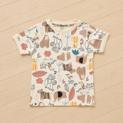 Safari Animal Print Cotton T-Shirt & Shorts Co-ord Set for Boys – Dusty Brown