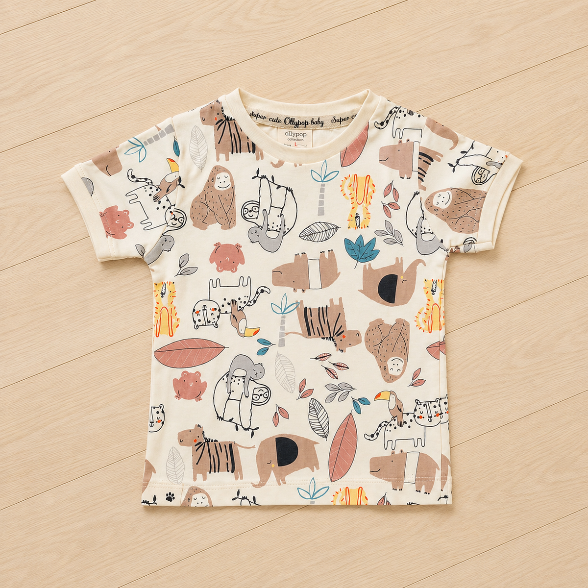 Safari Animal Print Cotton T-Shirt & Shorts Co-ord Set for Boys – Dusty Brown