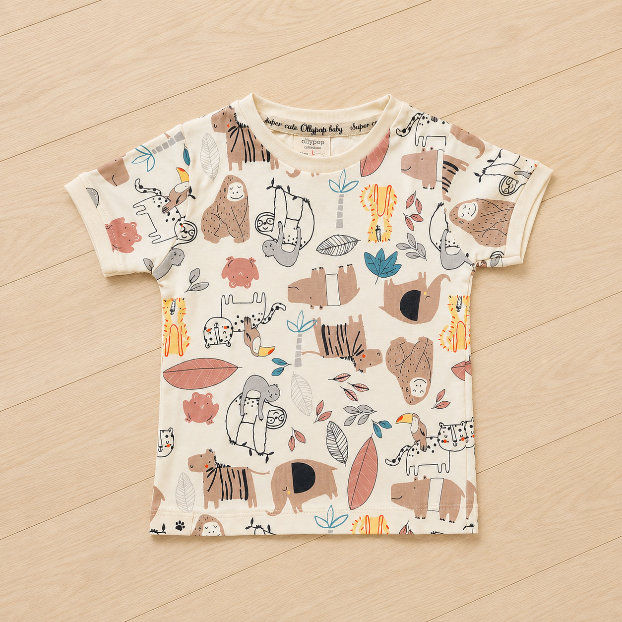 Safari Animal Print Cotton T-Shirt & Shorts Co-ord Set for Boys