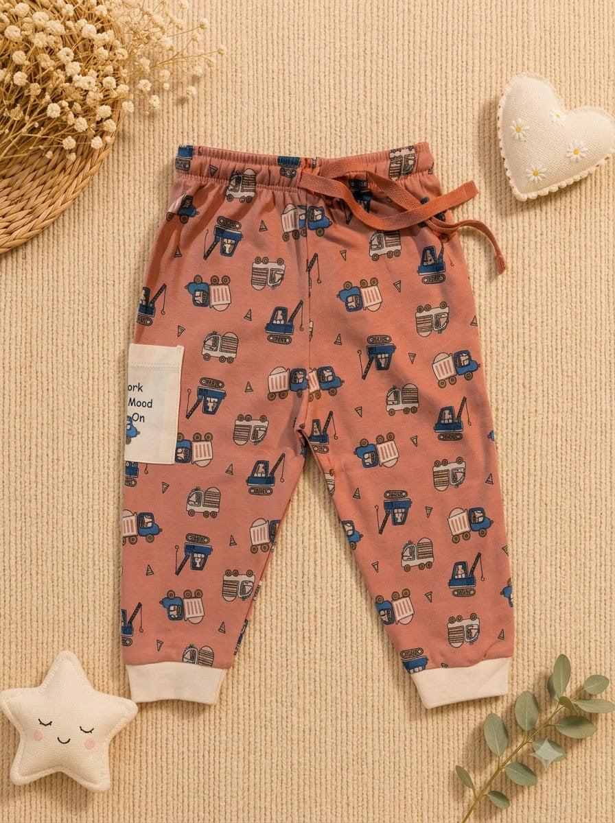 Boys Rust Orange Construction Crew 3-Piece Cotton Set