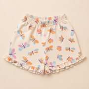 Baby Girls Peach Dragonfly & Butterfly Print Peter Pan Collar Top and Shorts Set