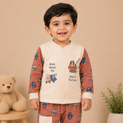 Boys Rust Orange Construction Crew 3-Piece Cotton Set