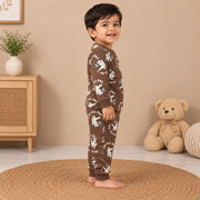 Boys Brown Football Elephant 3-Piece Cotton Loungewear Set
