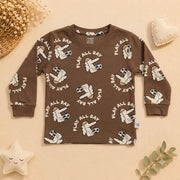 Boys Brown Football Elephant 3-Piece Cotton Loungewear Set