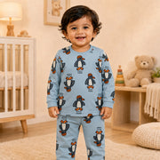 Boys Blue Chill Penguin Cotton Loungewear Set