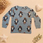 Boys Blue Chill Penguin Cotton Loungewear Set
