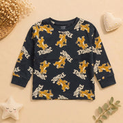 Boys Charcoal Jungle Tiger Cotton Loungewear Set