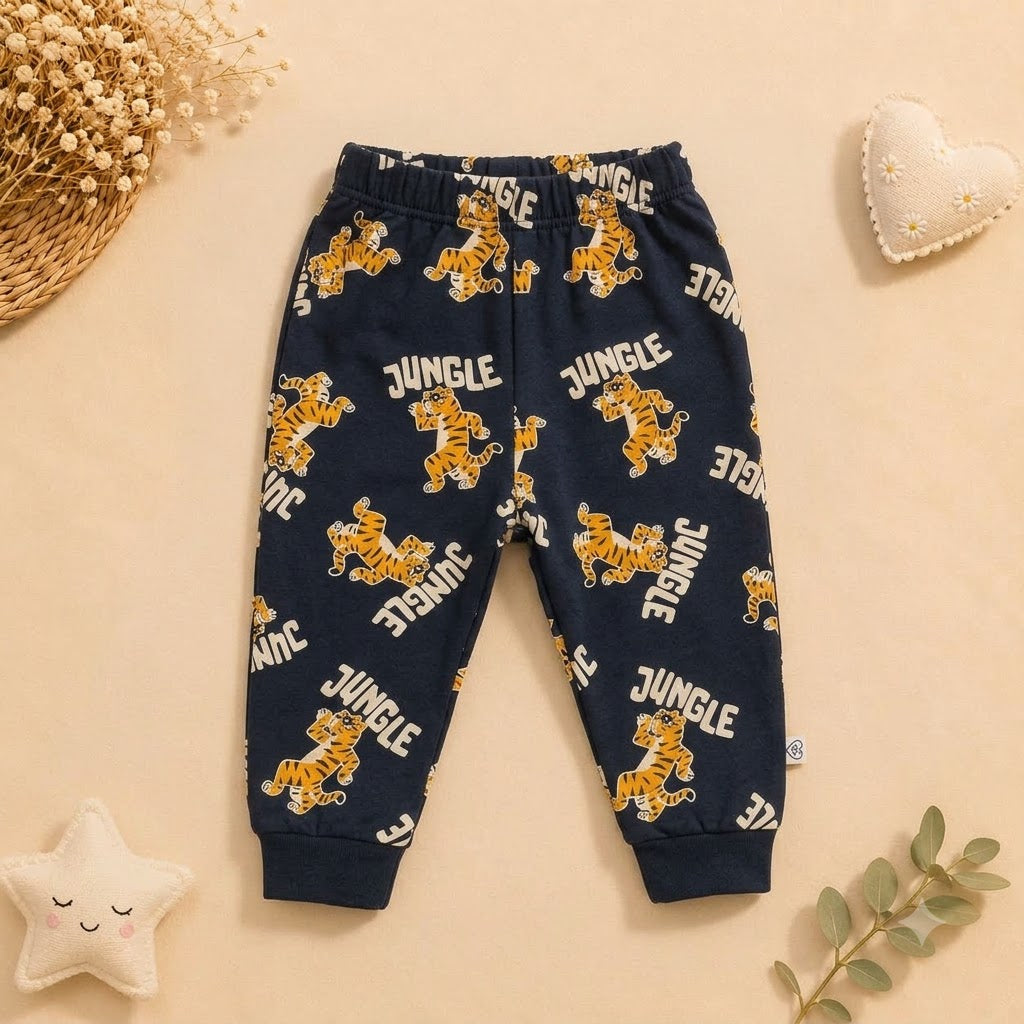 Boys Charcoal Jungle Tiger Cotton Loungewear Set